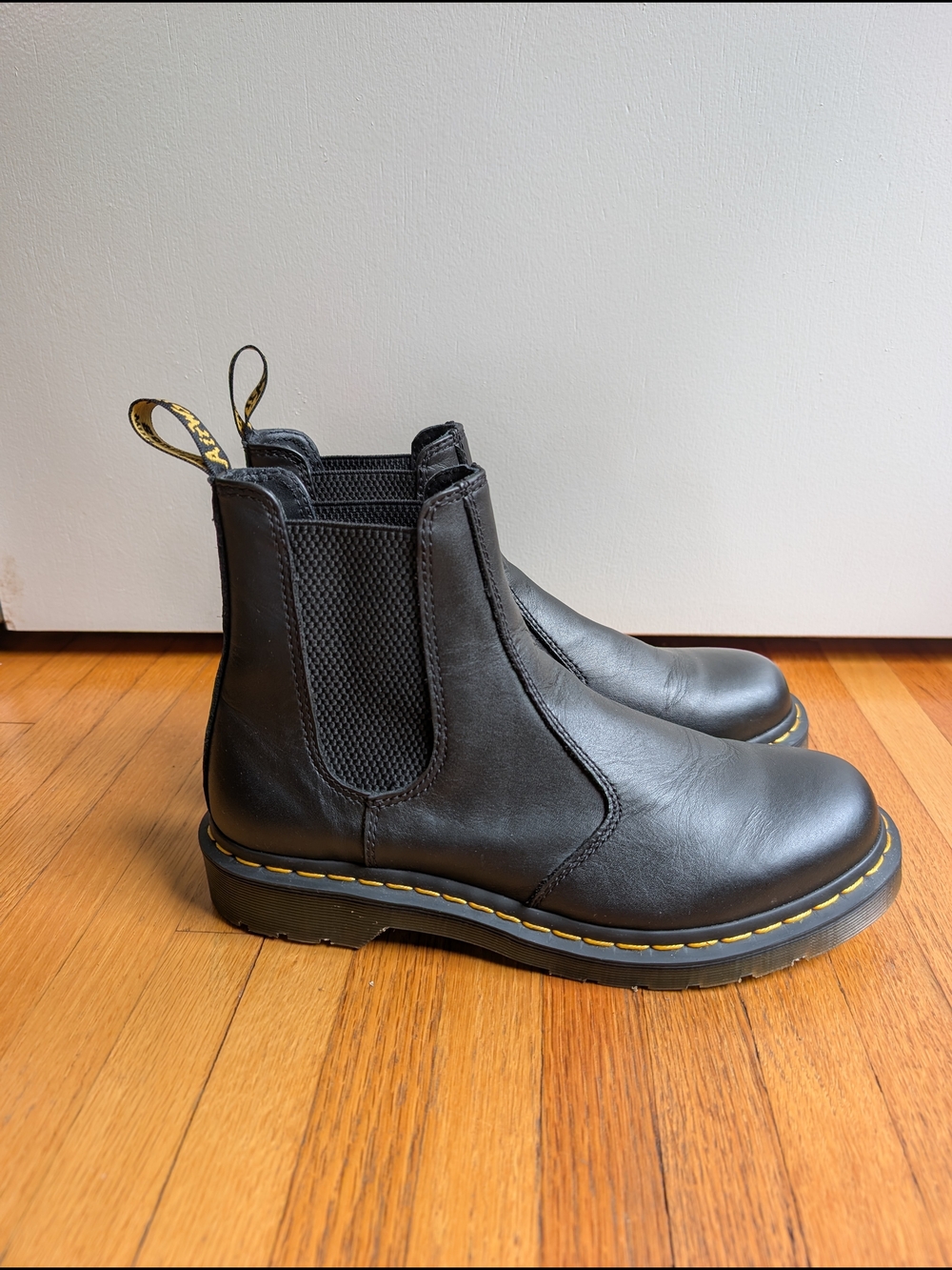 Dr. Martens Black Chelsea Boots with Yellow Stitching